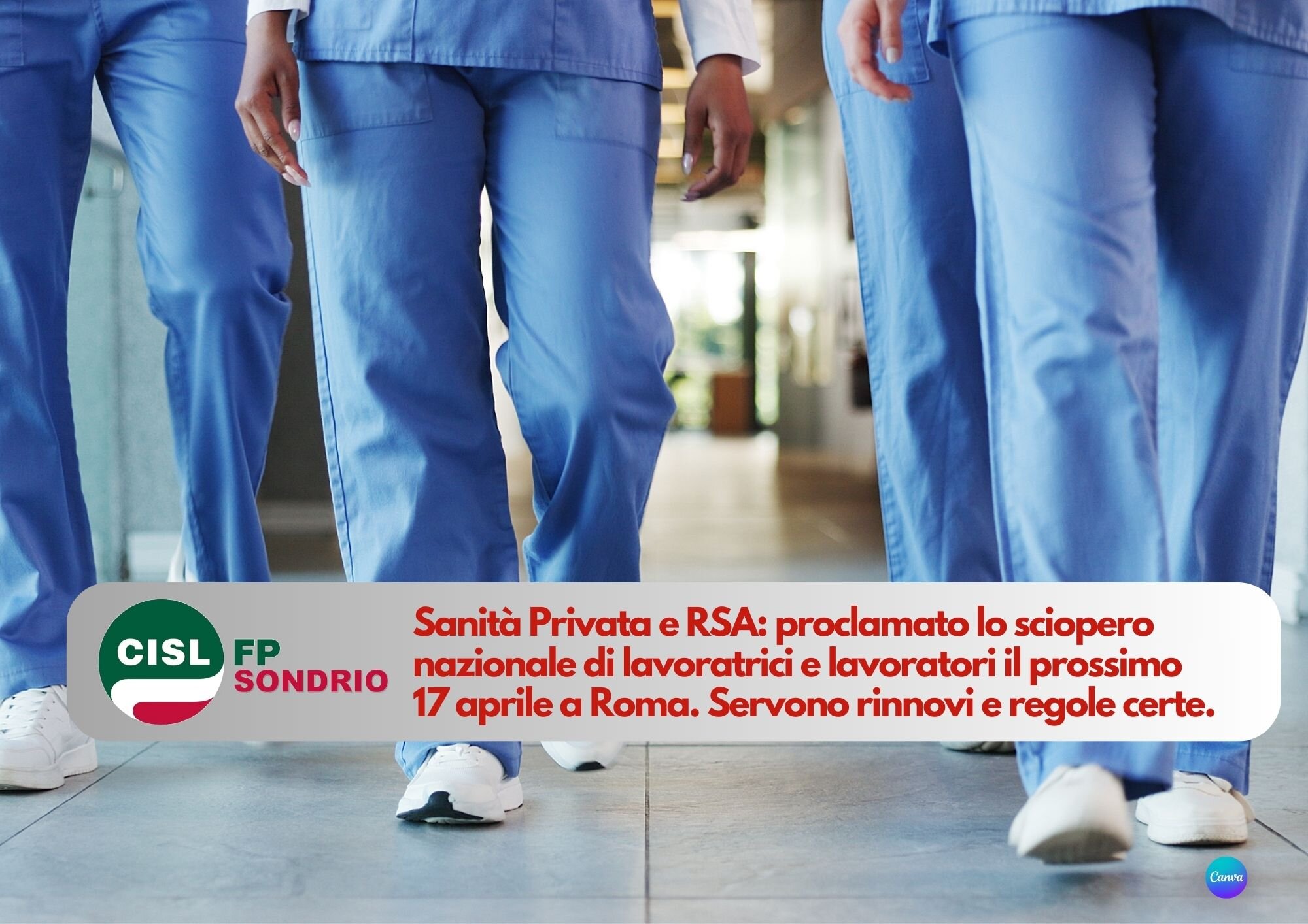 CISL FP Sondrio. Sanit&agrave; Privata e RSA: 17 aprile sciopero nazionale a Roma.