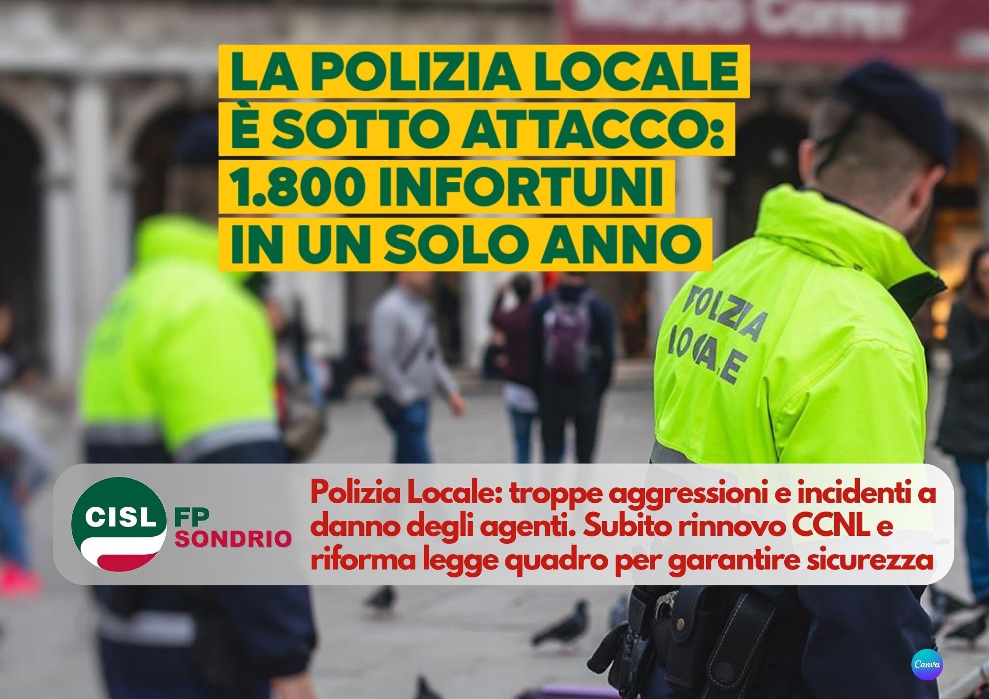 CISL FP Sondrio. Polizia Locale: troppe aggressioni agli agenti. Subito rinnovo CCNL e riforma