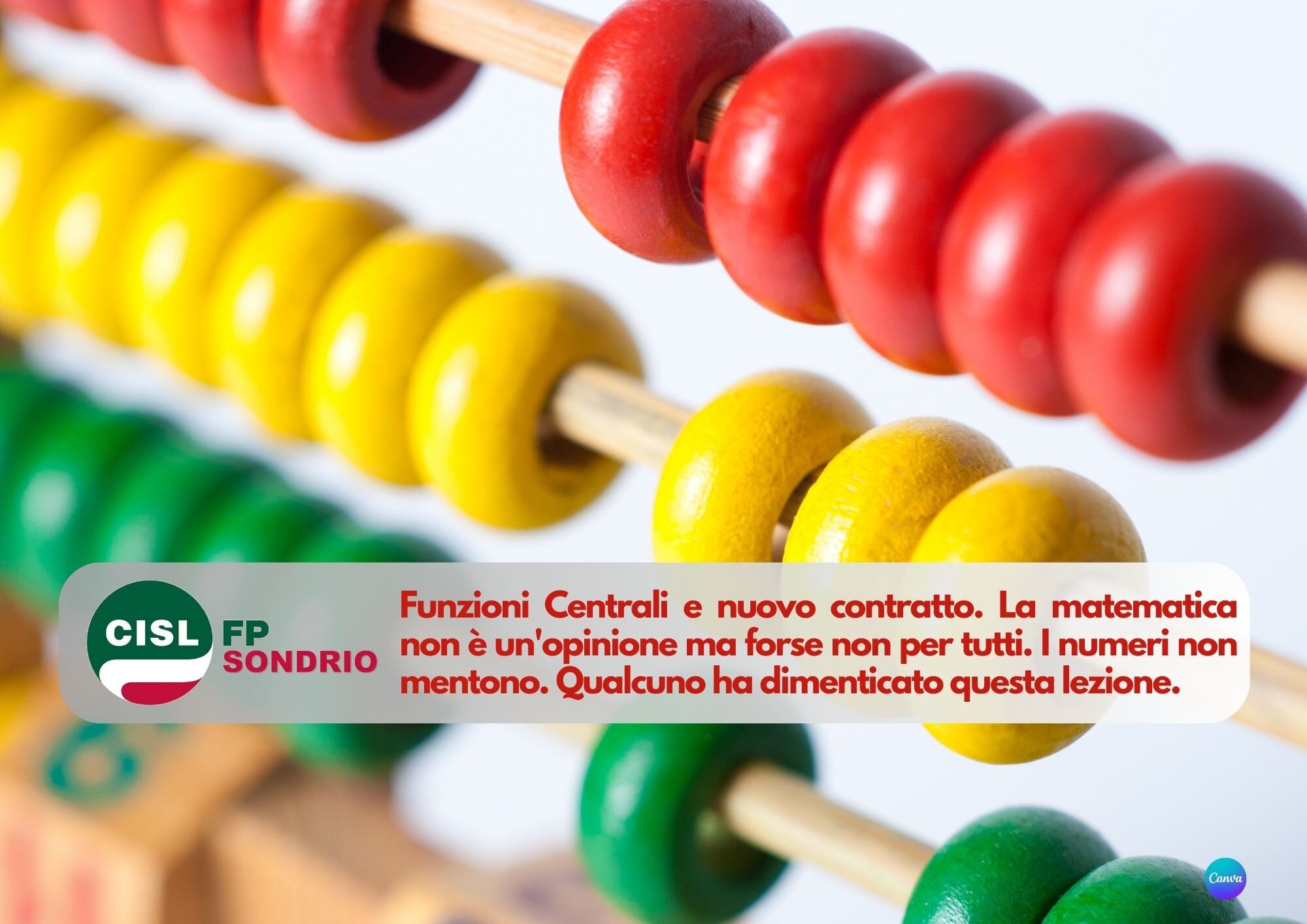 CISL FP Sondrio. Funzioni Centrali e nuovo contratto. La matematica non è un'opinione.
