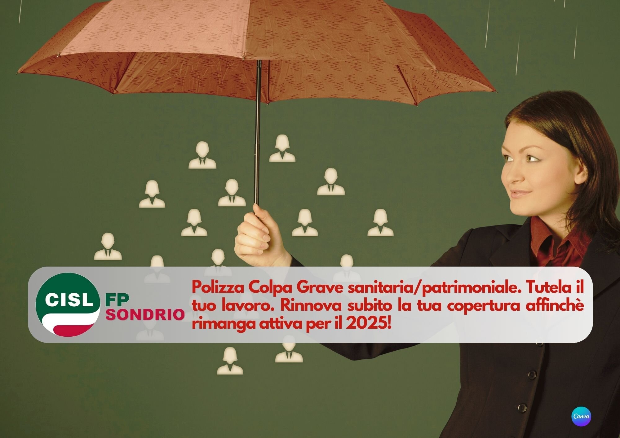 Cisl FP Sondrio. Polizza Colpa Grave sanitaria/patrimoniale. Tutela il tuo lavoro. Riparte la campagna adesioni e rinnovi 2025.