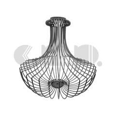 Telaio per base lampada in filo di ferro, con struttura simmetrica e curve eleganti che si aprono verso il basso Telaio per base lampada in filo di ferro, con struttura simmetrica e curve eleganti che si aprono verso il basso