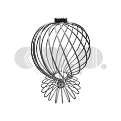 Telaio per base lampada in filo di ferro, struttura sferica con intreccio simmetrico Telaio per base lampada in filo di ferro, struttura sferica con intreccio simmetrico