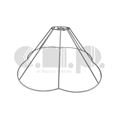 Telaio per paralume montato in filo di ferro chiamato cono margherita, con struttura conica e base decorativa a forma di margherita Telaio per paralume montato in filo di ferro chiamato cono margherita, con struttura conica e base decorativa a forma di margherita