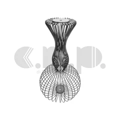 Telaio per base lampada scultorea in filo di ferro, forma a vaso con dettagli geometrici, stile moderno Telaio per base lampada scultorea in filo di ferro, forma a vaso con dettagli geometrici, stile moderno