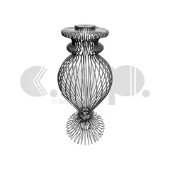 Telaio per base lampada in filo di ferro, forma a calice intrecciato con geometrie concentriche e stile elegante