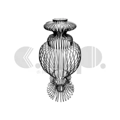 Telaio per base lampada in filo di ferro, forma decorativa simmetrica con struttura tridimensionale a vaso Telaio per base lampada in filo di ferro, forma decorativa simmetrica con struttura tridimensionale a vaso
