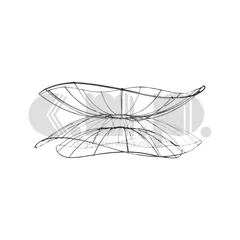 Telaio per paralume artistico in filo di ferro con struttura geometrica tridimensionale, simile a un iperboloide, sospeso e riflettente la luce in modo elegante Telaio per paralume artistico in filo di ferro con struttura geometrica tridimensionale, simile a un iperboloide, sospeso e riflettente la luce in modo elegante