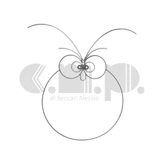 Gufetto decorativo stilizzato realizzato con cerchi e curve geometriche, design moderno e minimalista