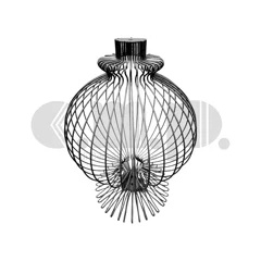 Telaio per base lampada in filo di ferro, silhouette tridimensionale con curvature fluide e stile contemporaneo Telaio per base lampada in filo di ferro, silhouette tridimensionale con curvature fluide e stile contemporaneo