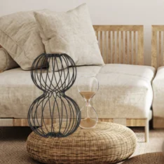 Telaio per base lampada decorativa in filo di ferro nero con design a doppia sfera Telaio per base lampada decorativa in filo di ferro nero con design a doppia sfera