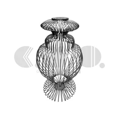 Telaio per base lampada in filo di ferro, struttura complessa con sezioni curve e design artistico Telaio per base lampada in filo di ferro, struttura complessa con sezioni curve e design artistico