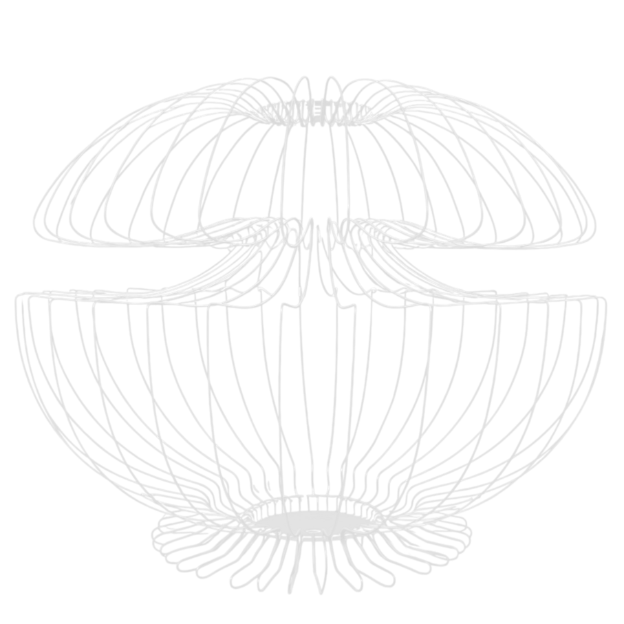 Telaio per base lampada, in filo di ferro, a forma sferica dal design astratto e armonico