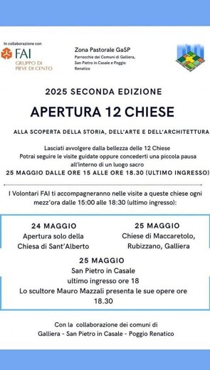 25 Maggio - apertura straordinaria di tutte le chiese della zona Pastorale GaSP