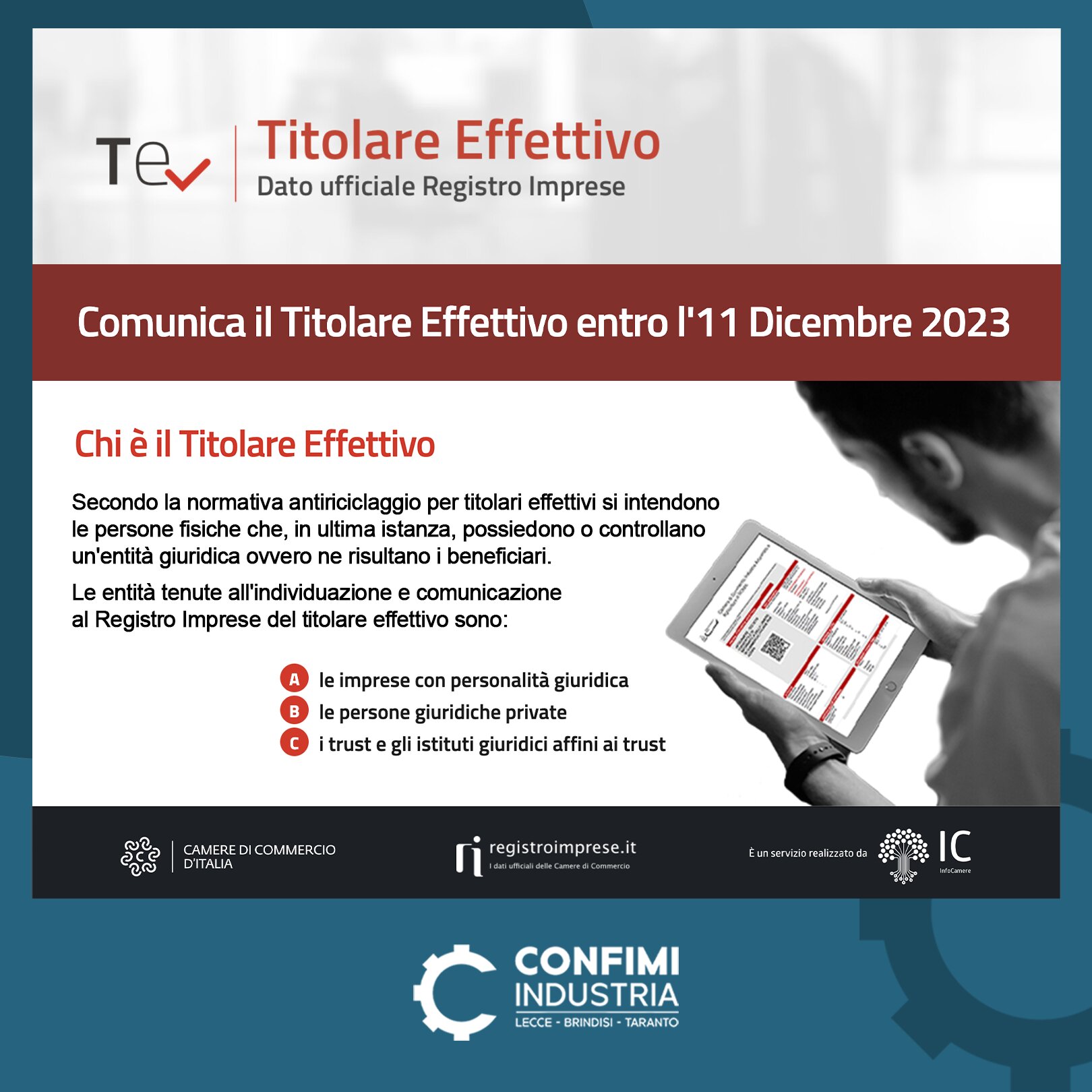 OBBLIGO DI COMUNICAZIONE DEL TITOLARE EFFETTIVO ENTRO L'11 DICEMBRE 2023 OBBLIGO DI COMUNICAZIONE DEL TITOLARE EFFETTIVO ENTRO L'11 DICEMBRE 2023