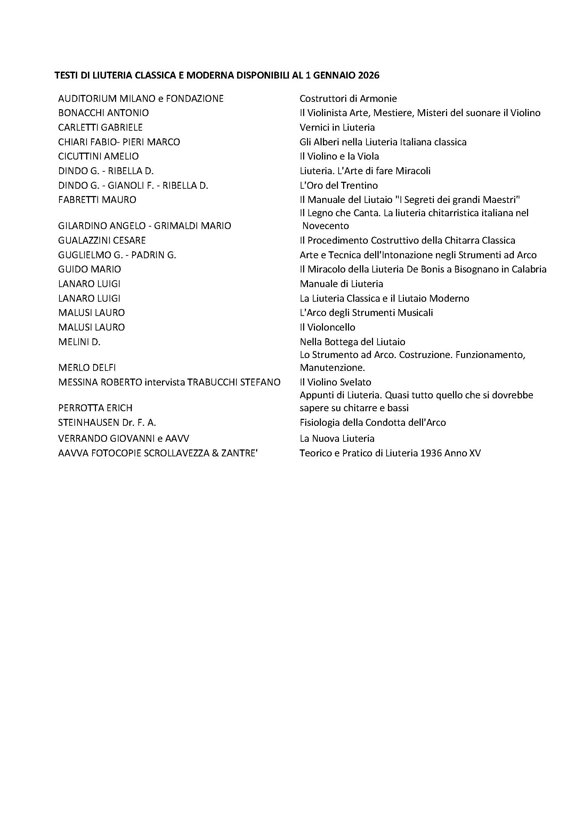 testi di liuteria classica e moderna disponibili al 1 gennaio 2026.jpeg