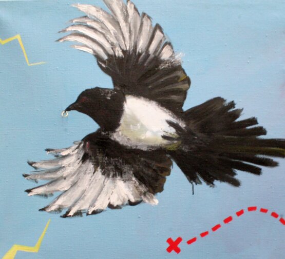 Magpie/La gazza ladra oil on canvas/olio su tela, 100 x 70 cm, 2014