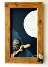 gufo, montagna, luna