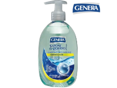 Sapone per mani GENERA flacone con dispenser da 500ml ANTIBATTERICO NATURALE IGIENIZZANTE con Glicerina, olio essenziale di Eucalipto e sali marini EAN 8003693402764 Entrata Libera Shopping Via Marco Emilio Lepido 54/4E 40132 Bologna Borgo Panigale