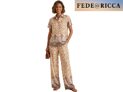 Vestito completo estivo donna Camicia + Pantaloni FEDE@RICCA Beige A-526# ENTRATA LIBERA SHOPPING Via Marco Emilio Lepido 54/4E 40132 Bologna Borgo Panigale