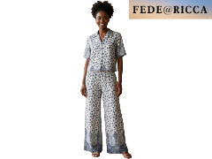 Vestito completo estivo donna Camicia + Pantaloni FEDE@RICCA Blu A-526# ENTRATA LIBERA SHOPPING Via Marco Emilio Lepido 54/4E 40132 Bologna Borgo Panigale