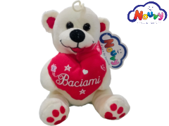 Orsetto di peluche 16cm colore beige scritta Baciami Linea NOUVY EAN 8054144816081