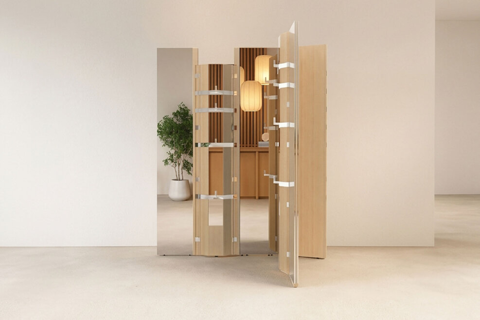 innovative partition screen design, wooden partition screen design, home accessories designer, mirror and coat hanger italian design, italian furniture design studio, italian furniture designer, temporary luxury dressing room, dressing room designer, room divider designer, bespoke hanging rack design, bespoke room divider designer, malta cross inspired room divider, unique office partitioning screen