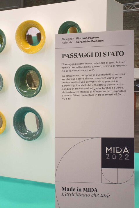 exhibition booth design, booth designer, made in mida mostra firenze, passaggi di stato mirrors exhibition, mostra dell'artigianato firenze, floriana pastore design product, floriana pastore design exhibition, montelupo fiorentino ceramics, italian contemporary ceramics, 