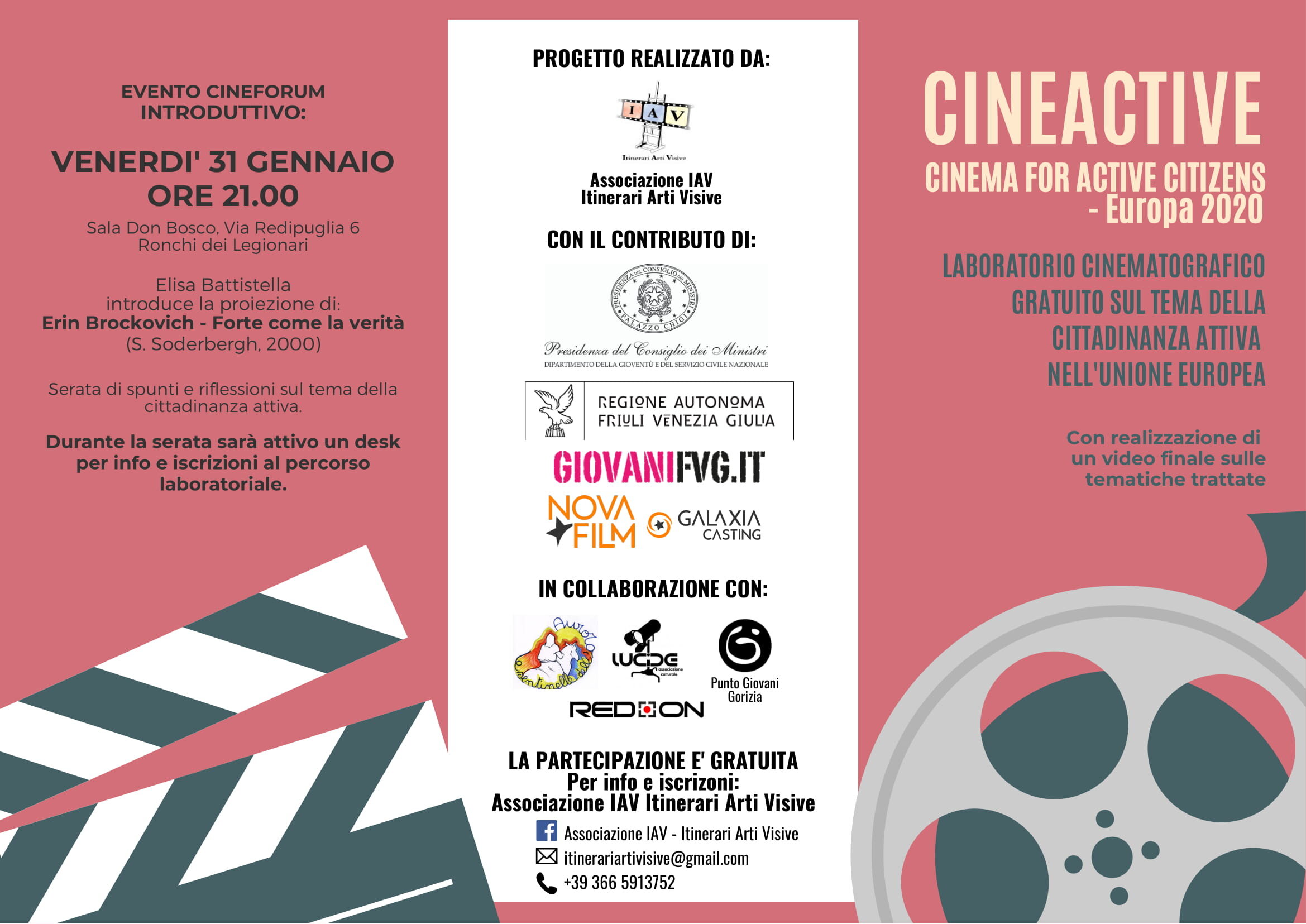 Grande opportunità gratuita per i giovani dai 14 ai 35 che vogliono avvicinarsi al mondo del cinema