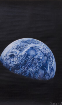 4) Compendium - Earthrise - Nasa Apollo 8 Colored charcoal pencils on photocopy printed on vellum paper