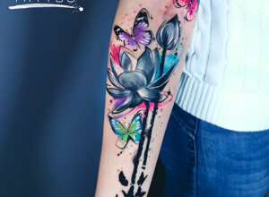 cover up tattoo copertura tatuaggio loto farfalle