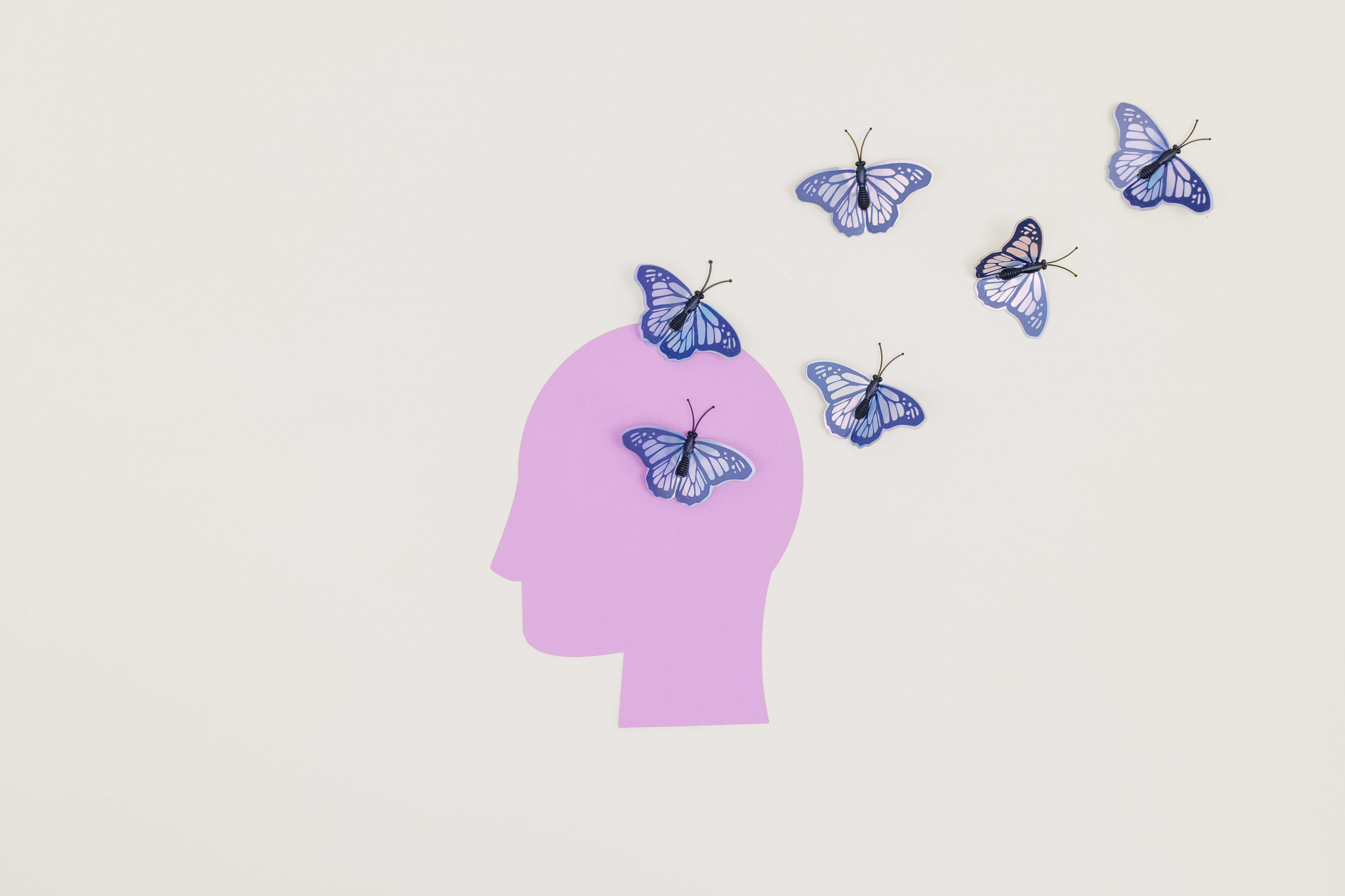 farfalle escono dalla testa come mille pensieri che si liberano