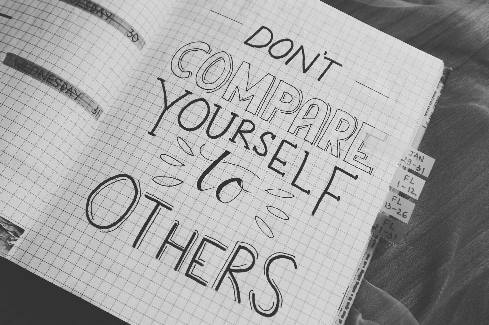 Autenticità quotidiana: il coraggio di essere autentici con coerenza ogni giorno la scritta Don't compare yourself to others