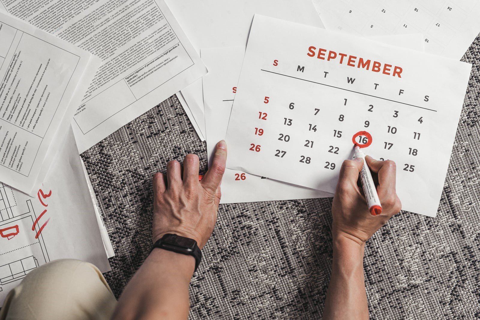 un calendario di settembre