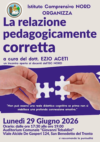 La relazione pedagogica corretta: i docenti dell&rsquo;ISC Nord incontrano lo psicologo Ezio Aceti