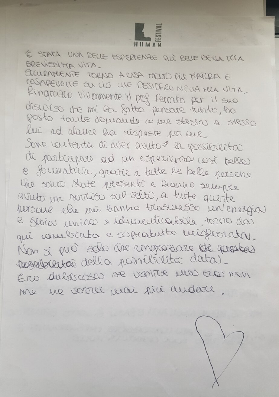 RECENSIONI STUDENTI HUMAN FESTIVLA