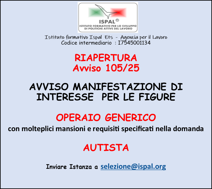 riapertura avviso 105