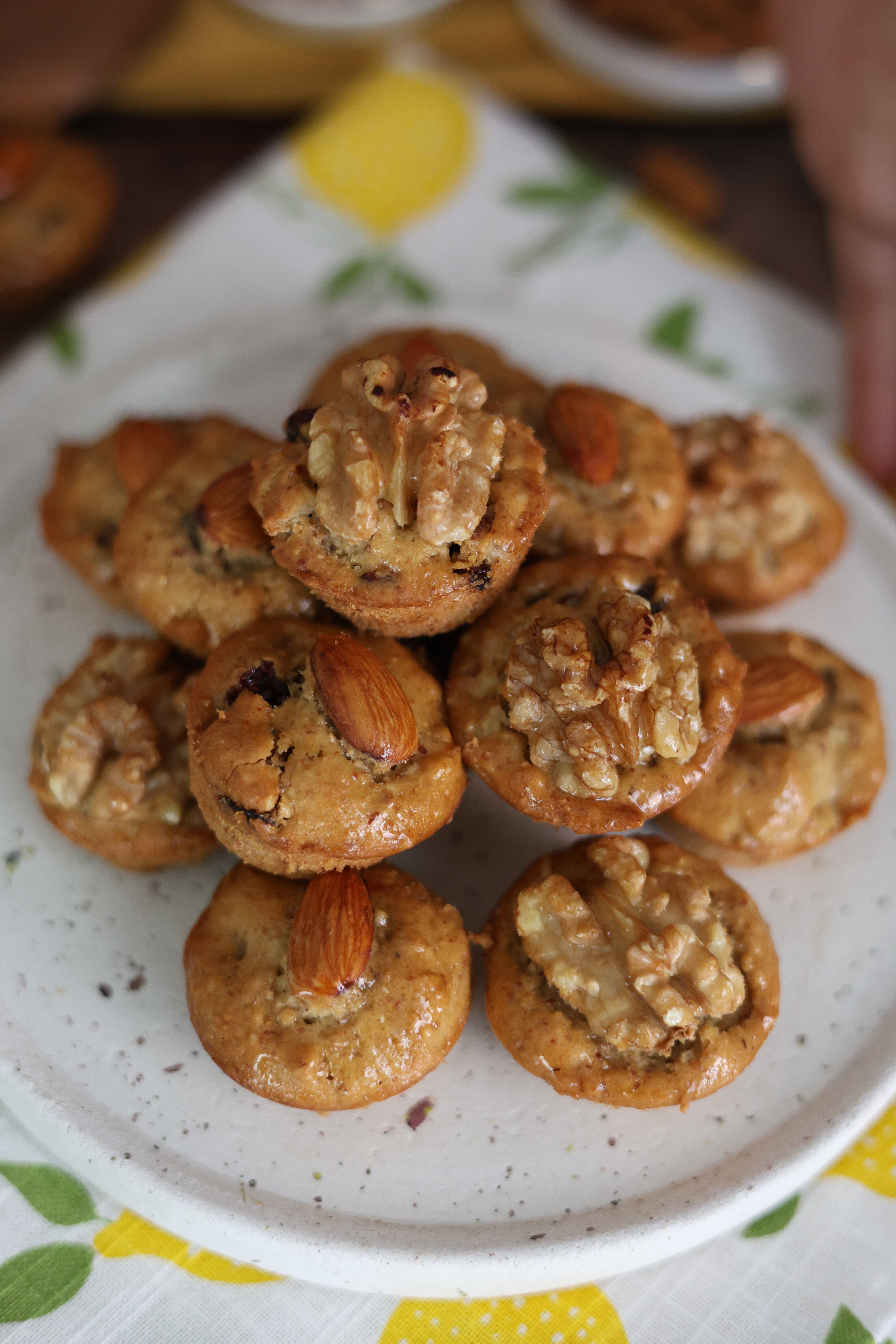 mandorle, noci, nocciole, mirtilli, uvetta