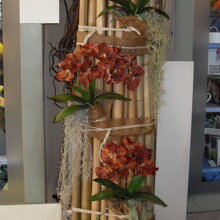 canne di bambù, filo di yucca foglie di orchidea, fiori di orchidea spago