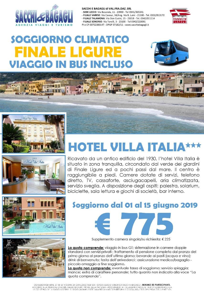 Soggiorno climatico per gruppi in Liguria - Finale Ligure - Hotel Villa Italia***