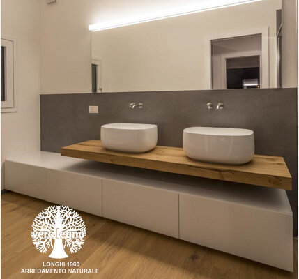 MOBILE BAGNO LACCATO CON TOP LEGNO MASSELLO MONZA