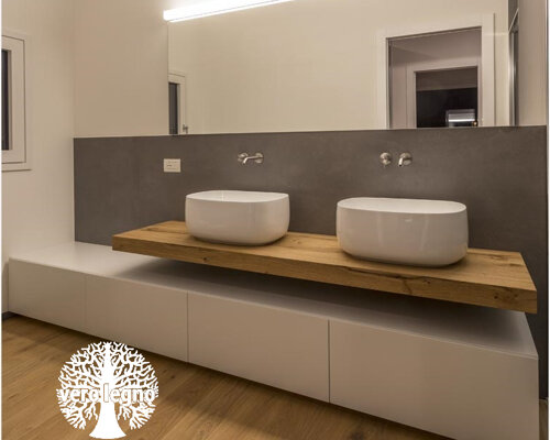 MOBILE BAGNO LACCATO CON TOP LEGNO MASSELLO MONZA