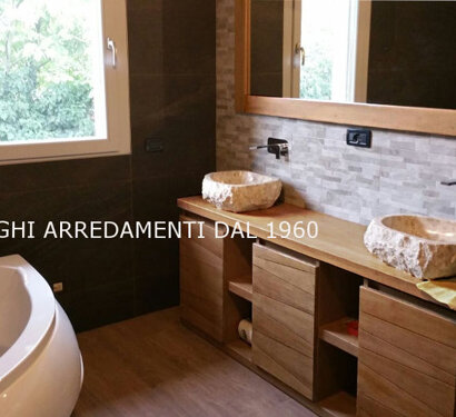 mobile bagno teka doppio lavabo su misura mobile bagno in legno massello con porte dogate realizzabile su misura senza sovrapprezzo