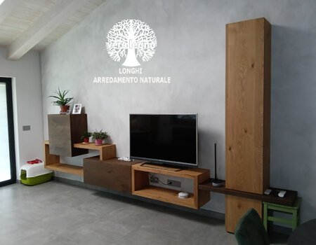 parete living in legno massello stile moderno aosta