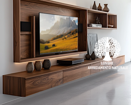 PARETE GIORNO TV DI DESIGN IN LEGNO NATURALE MASSICCIO PARETE GIORNO TV DI DESIGN IN LEGNO NATURALE MASSICCIO