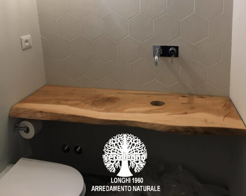 MENSOLONE DA BAGNO LEGNO TAGLIO TRONCO ALBERO