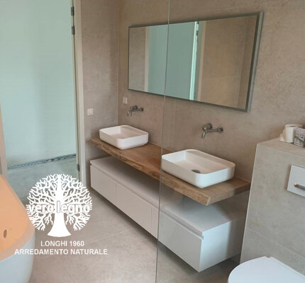 MOBILE BAGNO LACCATO CON TOP LEGNO MASSELLO varese