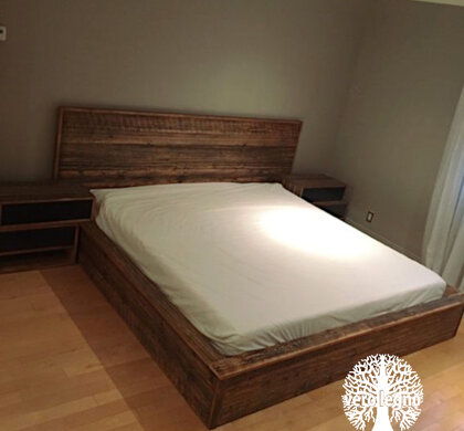 LETTO SQUARE IN LEGNO MASSELLO INVECCHIATO