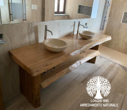 MOBILE BAGNO DOPPIA MENSOLA VERO LEGNO SU MISURA