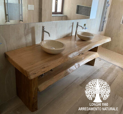 MOBILE BAGNO DOPPIA MENSOLA VERO LEGNO SU MISURA