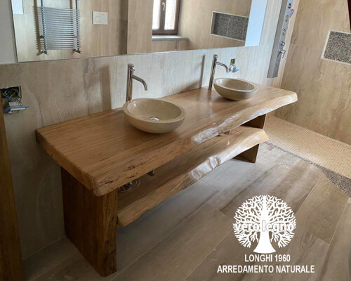 MOBILE BAGNO DOPPIA MENSOLA VERO LEGNO SU MISURA